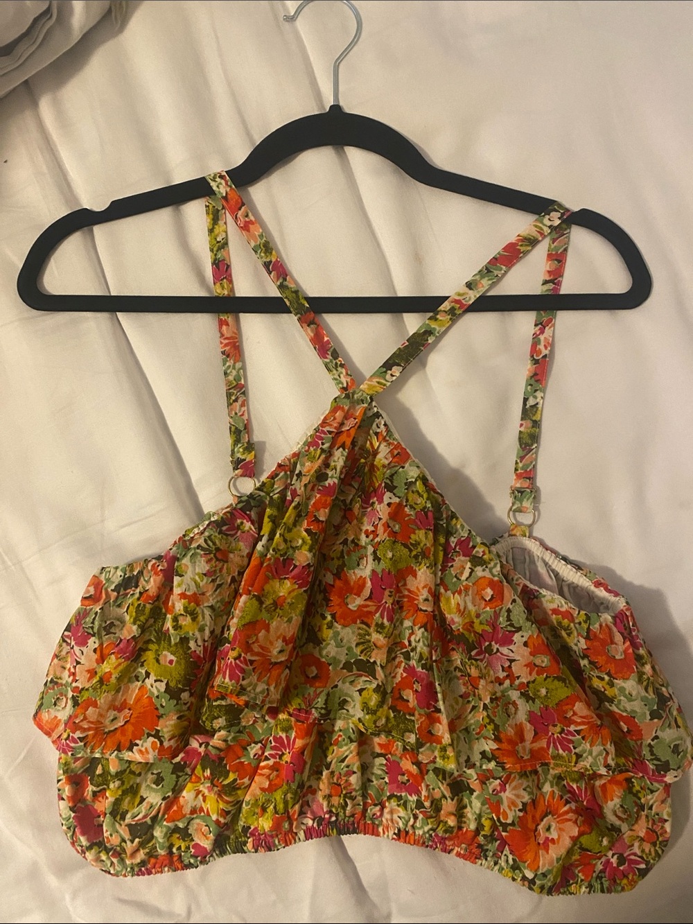 J. Crew Floral Cropped Tank Top in Orange, Pink & Green